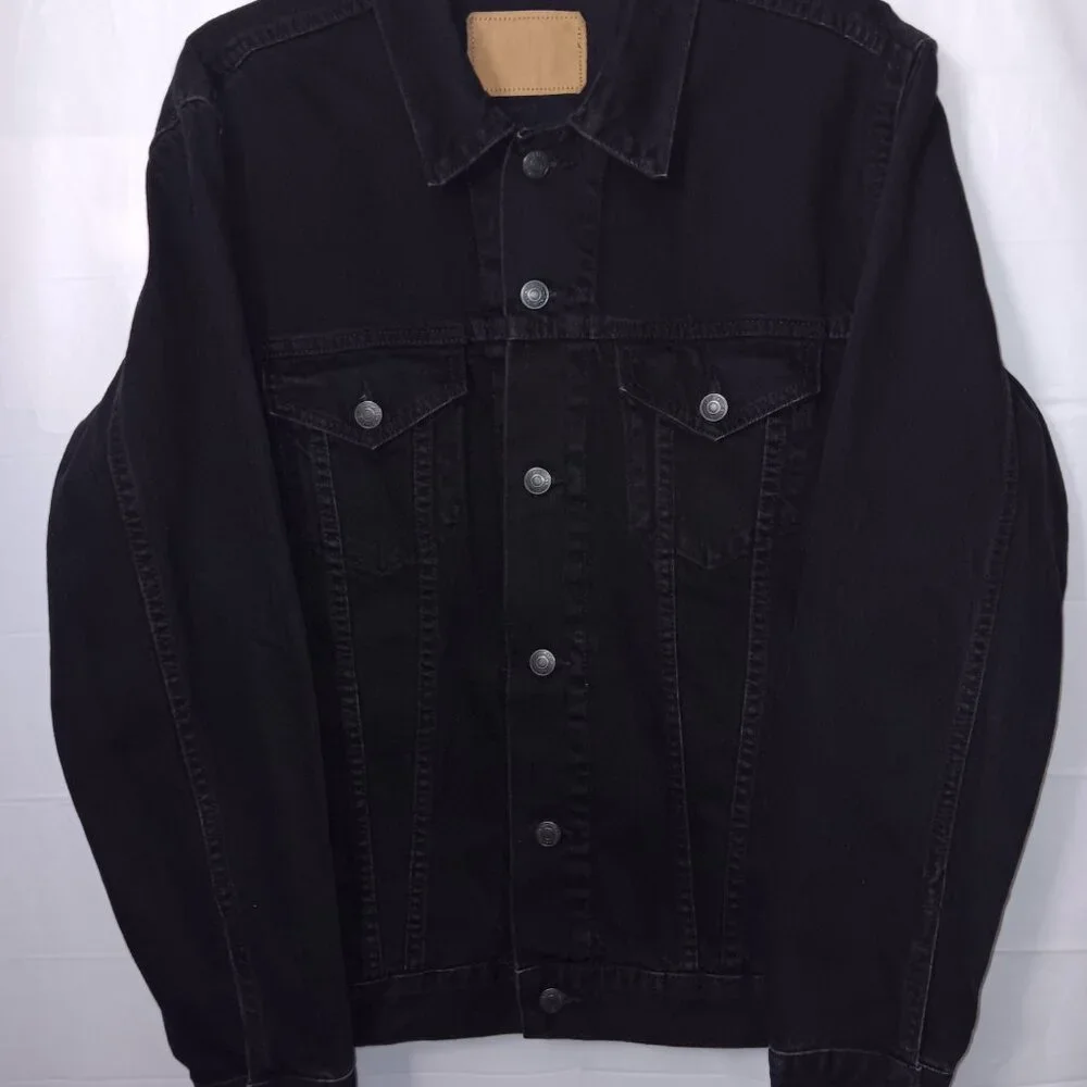 ZARA MEN'S BUTTON UP BLACK DENIM JACKET - Picture 11 of 11